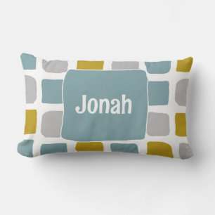 Coussin turquoise Retro Boy avec nom