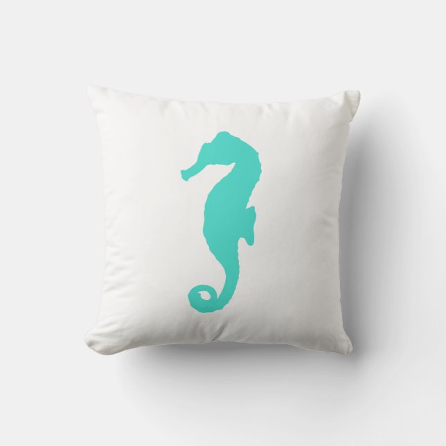 Coussin Turquoise Sur Le Décor Côtier Blanc (Recto)