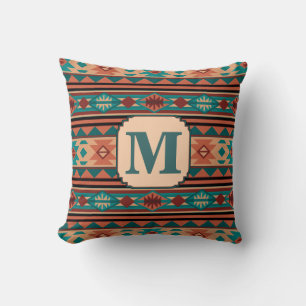 Coussin Turquoise Terracotta Monogram