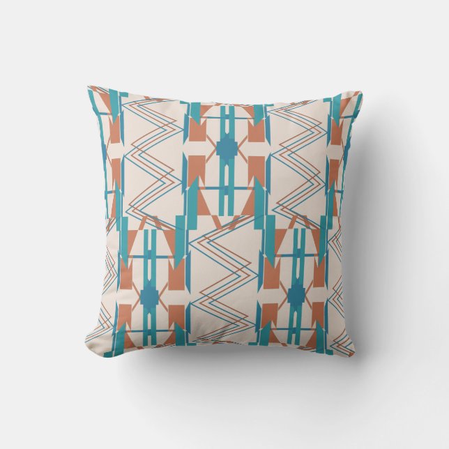 Coussin Turquoise Turquoise Orange Beige Grande mosaïque Z (Recto)