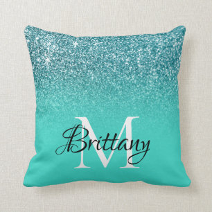 Coussin Turquoise Turquoise Parties scintillant Ombre Mono
