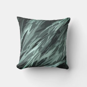 Coussin Turquoise Vert Bleu Noir Abstrait Motif