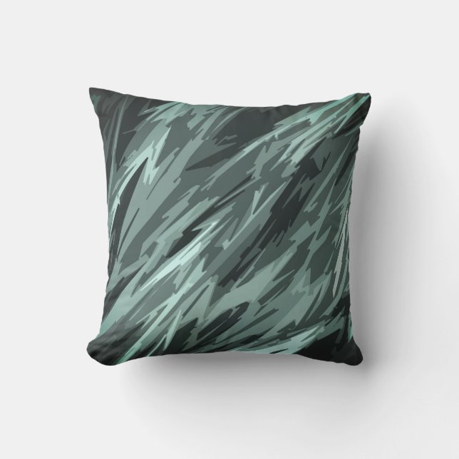 Coussin Turquoise Vert Bleu Noir Abstrait Motif (Recto)