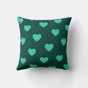 Coussin Turquoise Vert Moderne Romantique Chic Coeur 