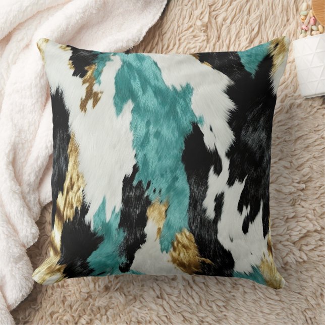 Coussin Turquoise Vert Or Noir Blanc (Couverture)