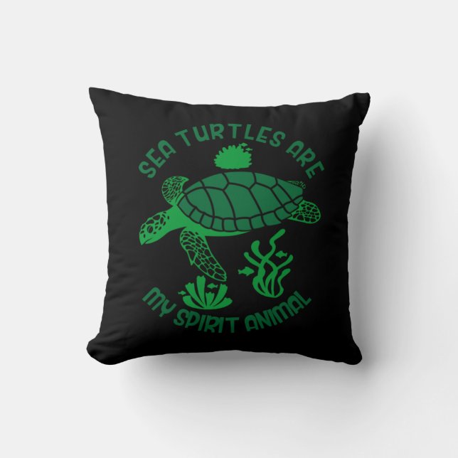Coussin Turtle Lover | Les tortues marines sont mon esprit (Recto)