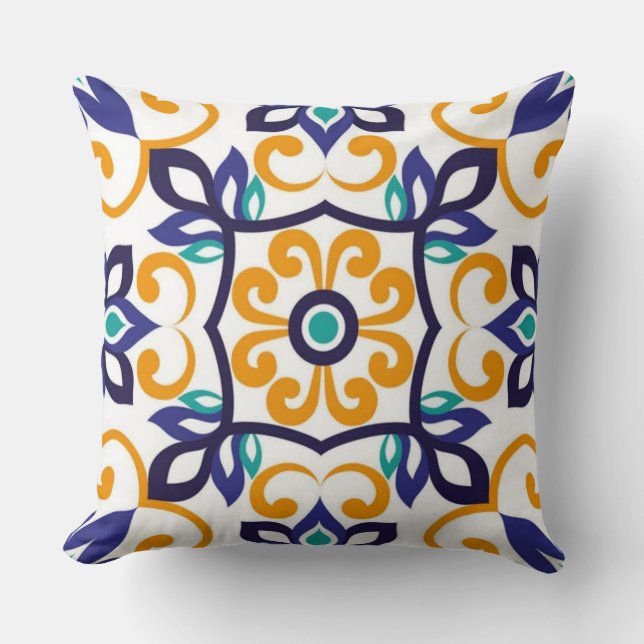Coussin Tuscan Verve Vibrant Scrollwork  Mediterranean  (Recto)
