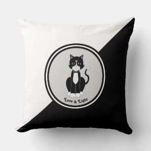 Coussin Tuxedo Chat sur Noir et Blanc