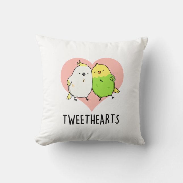 Coussin Tweethearts Funny Inséparables Pun (Recto)