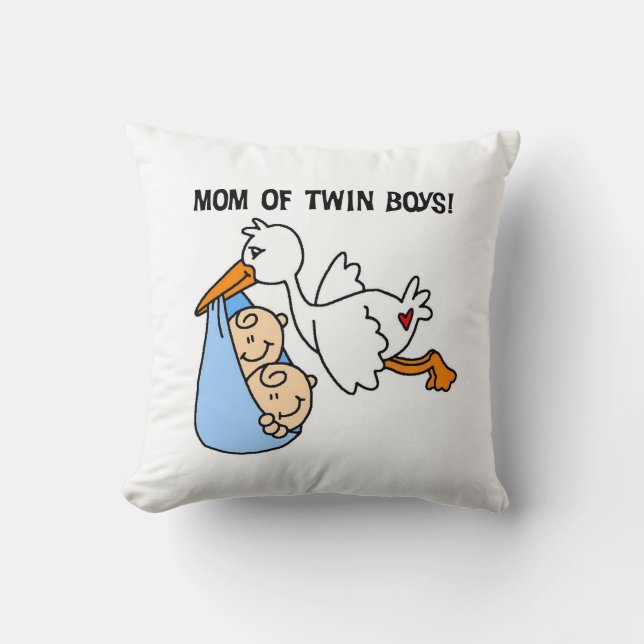 Coussin Twin Boys Maman Cadeaux de cigognes (Recto)