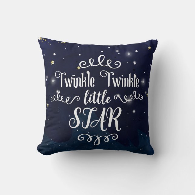 Coussin Twinkle Little Star Baby shower Blue Gold Starry (Recto)