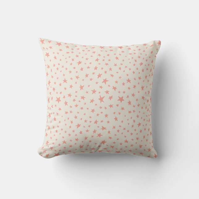 Coussin Twinkle Stars terracotta rose et crème (Recto)