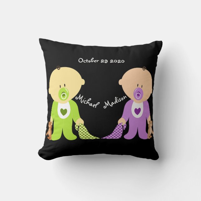 Coussin Twins Keepsavec les deux noms (Recto)
