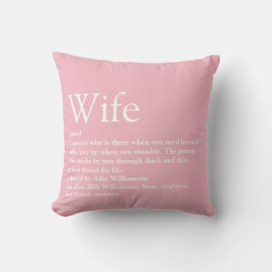 Coussin Typographie amusante rose Fille Définition de femm