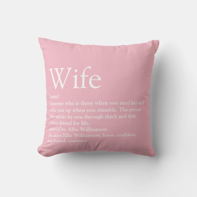 Coussin Typographie amusante rose Fille Définition de femm (Recto)