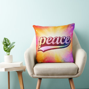 Coussin Typographie Colorée Inspirante de Paix