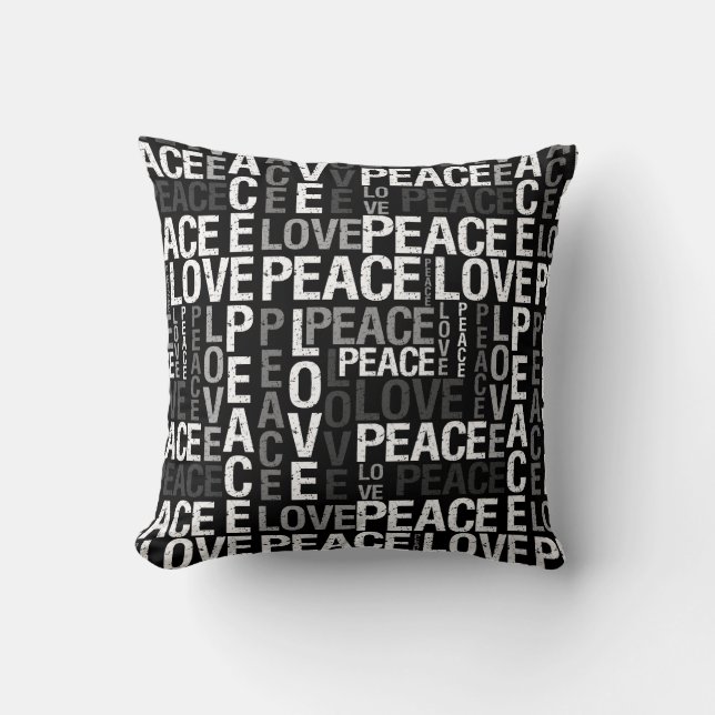 Coussin Typographie d'amour de paix (Recto)
