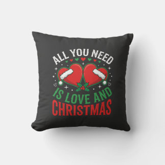 Coussin Typographie de chapeau de Père Noël d'amour de Noë
