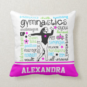Coussin Typographie de gymnastique avec le monogramme
