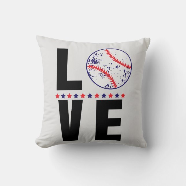 Coussin Typographie de l'amour du baseball (Recto)
