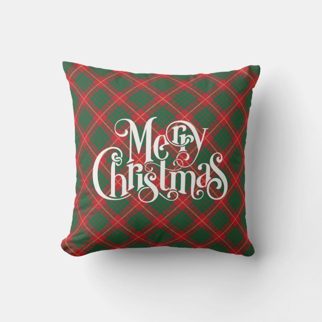Coussin Typographie de Noël plaid et Joyeux Noël (Recto)