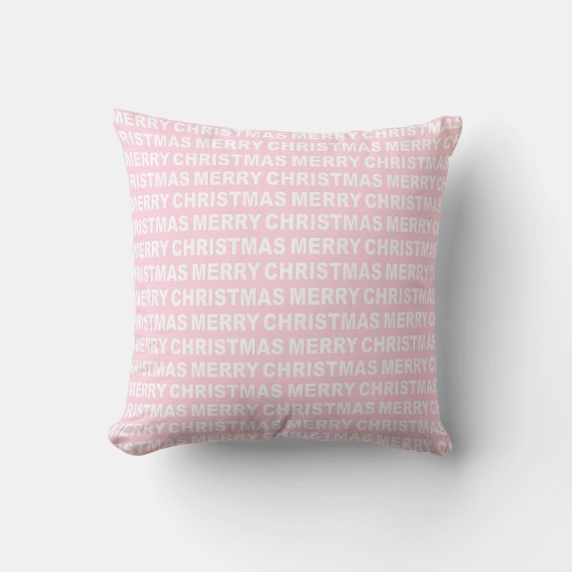 Coussin Typographie de Noël rose pâle (Recto)
