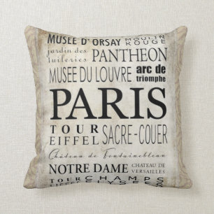 Coussin Typographie de Paris - style de souterrain