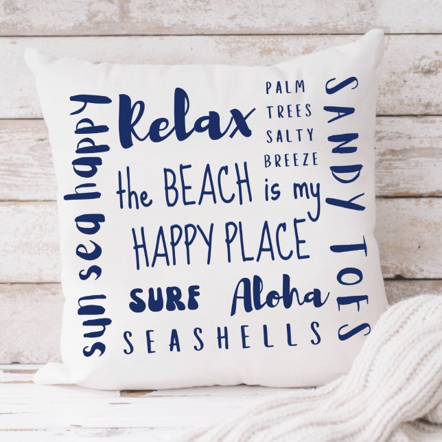 Coussin Typographie de plage tropicale Côtier (Créateur téléchargé)