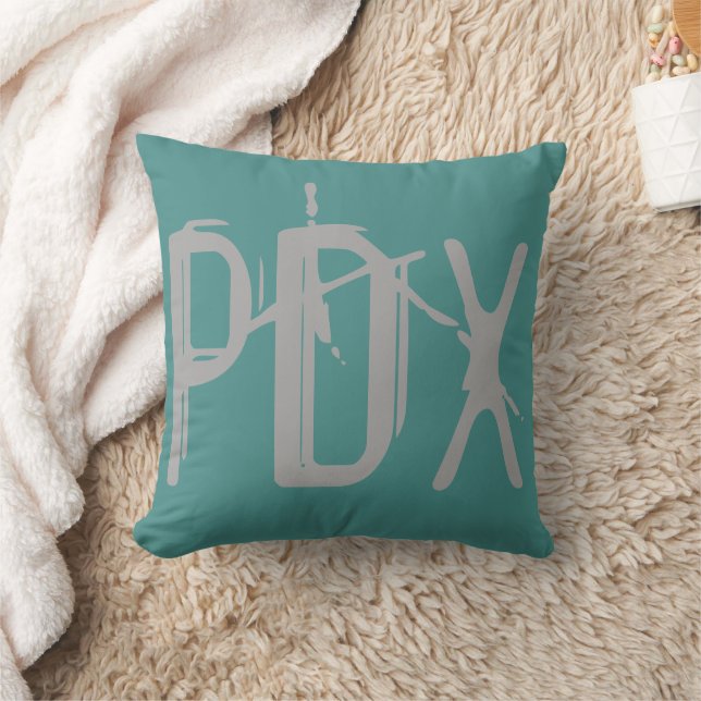 Coussin Typographie des grunge de l'aéroport PDX (Couverture)