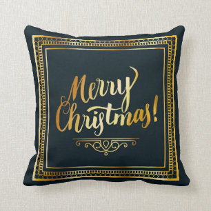 Coussin Typographie d'or de manuscrit de Joyeux Noël