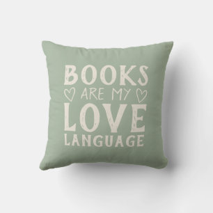 Coussin Typographie drôle de dicton livresque vert sauge
