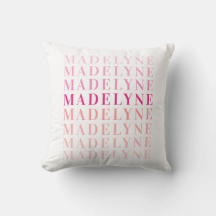 Coussin Typographie du corail rose Nom personnalisé