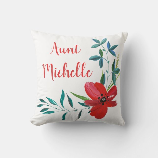 Coussin Typographie du nom de la tante Florale (Recto)