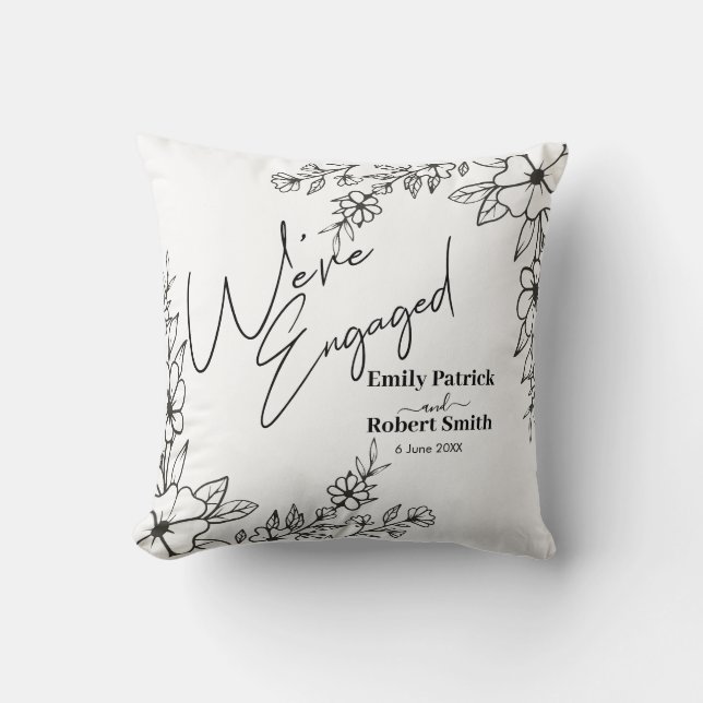 Coussin Typographie élégante nous sommes fiancés (Recto)