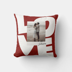 Coussin Typographie murale d'amour audacieux rétro avec ph