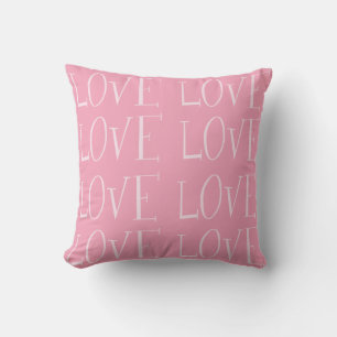 Coussin Typographie rose délicate de l'amour Saint-Valenti