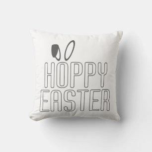 Coussin Typographie simple du jeu de mots de Pâques Hoppy 