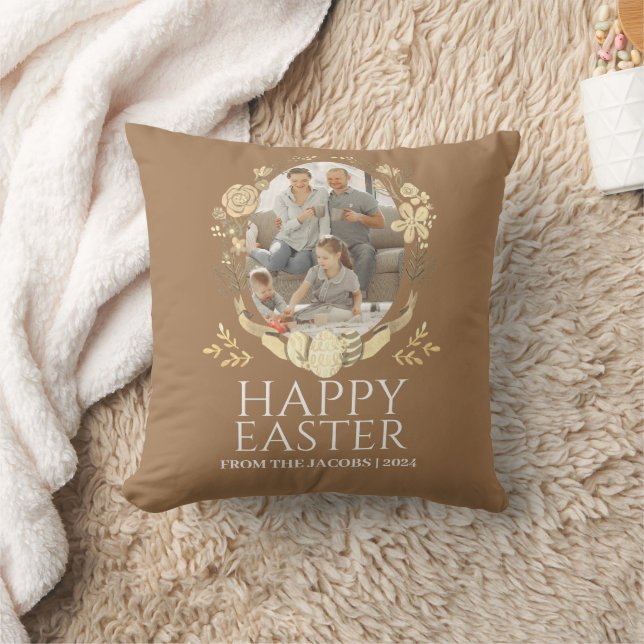Coussin Typographie simple et élégante Famille de Pâques U (Couverture)