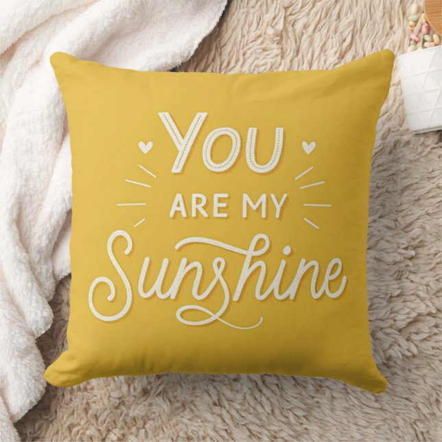 Coussin Typographie Vous êtes mon Soleil Jaune (Couverture)