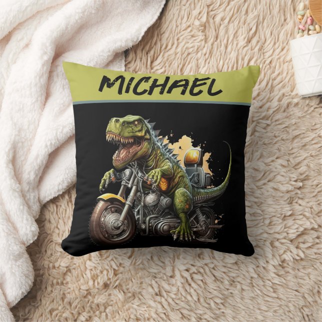 Coussin Tyrannosaurus Rex Dinosaur Monter une moto (Couverture)
