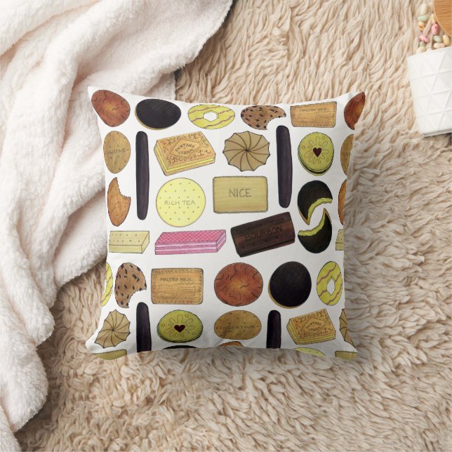 Coussin UK British Biscuits Shortbread Rich Tea Digestives (Couverture)