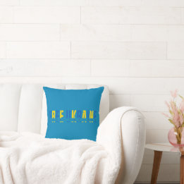 Coussin Ukraine libre sur fond bleu