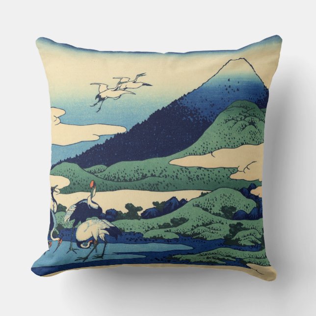 Coussin Umegawa en grues et mont Fuji de province de (Recto)