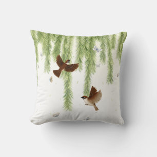 Coussin Un arbre japonais s'écroule sous un saule qui ple