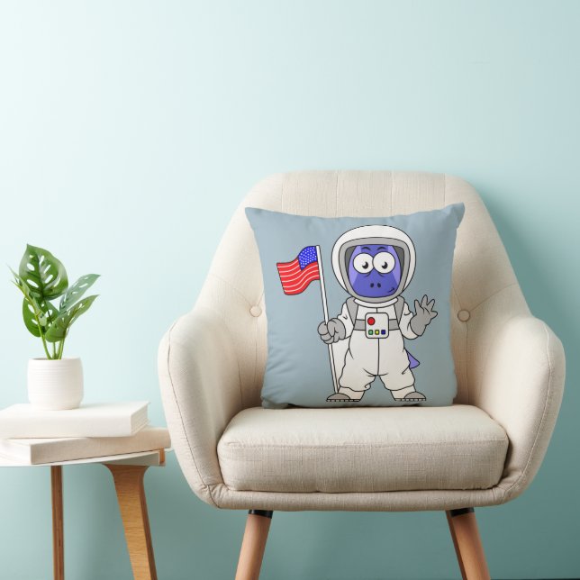 Coussin Un astronaute parasaurolophus tient le drapeau amé (Chaise)