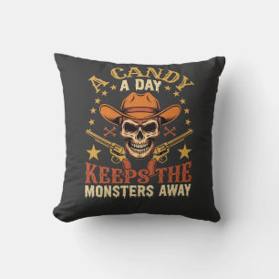 Coussin Un bonbon par jour éloigne les monstres d'Hallowee