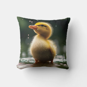 Coussin "Un canard adorable dans la pluie