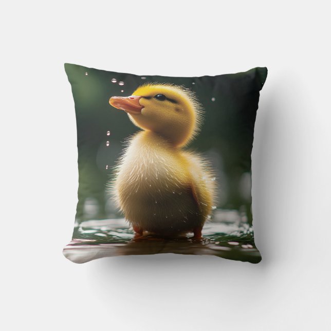 Coussin "Un canard adorable dans la pluie (Recto)