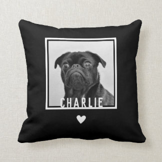 Coussin Un Carlin blanc noir moderne Un chien de coeur Nom
