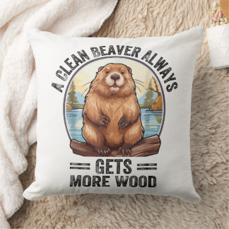 Coussin Un castor propre obtient toujours plus de bois